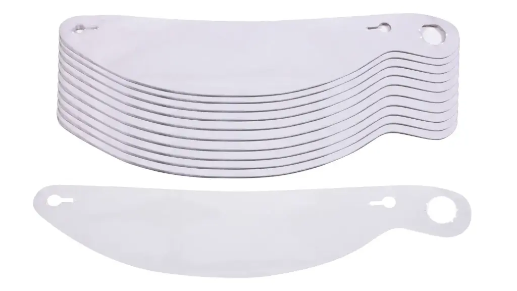 Helmet Shield Tear Off, 2mm 11-3/4",Banana, Clear, Set of 200 