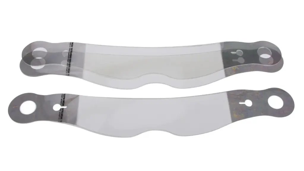 Helmet Shield Tear Off, Xstack 10, 2 mm 12-1/4'' Nose Notch, Plastic, Clear