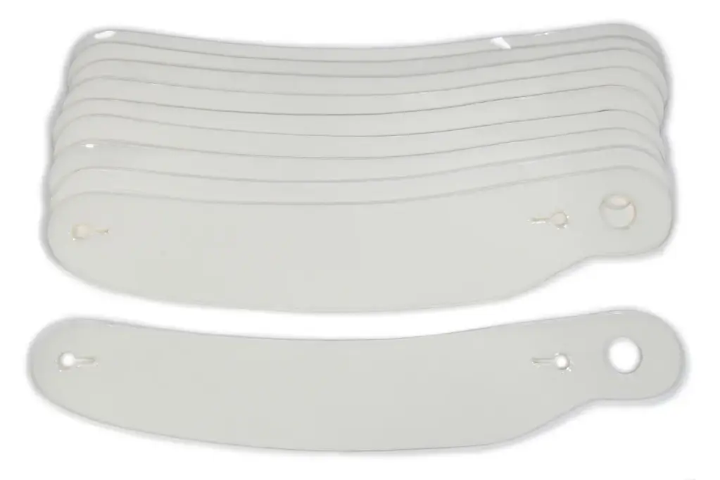 Helmet Shield Tear Off, 2 mm 12-3/8" Banana, Clear, Box Of 200