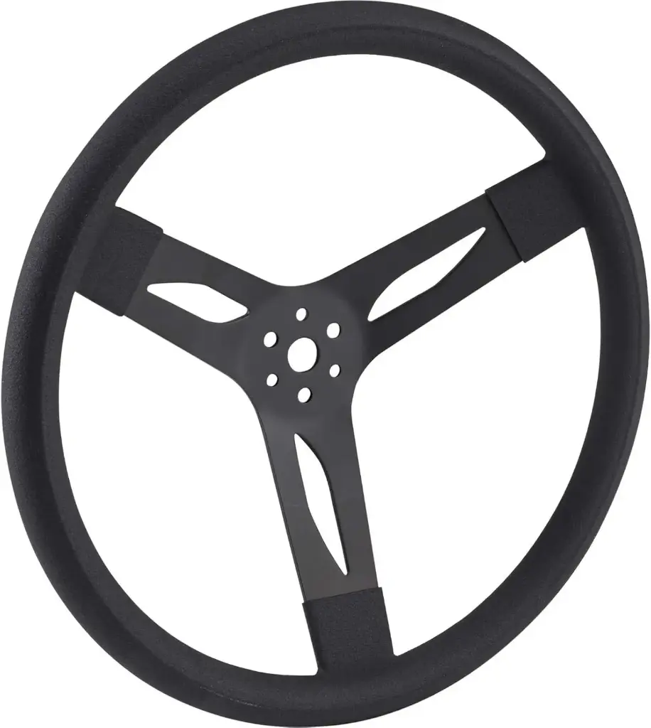 Black 3-Spoke 15'' Diameter, Cushion Grip Steel Steering Wheel, 2.75" Dish