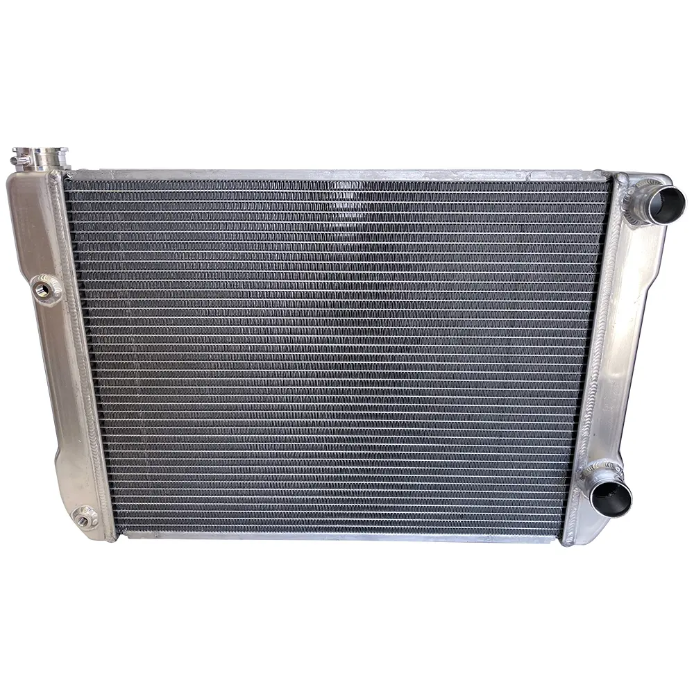 28'' x 19'' GM Double Pass Aluminum Radiator - Top Right Inlet / Angled Bottom Right Outlet