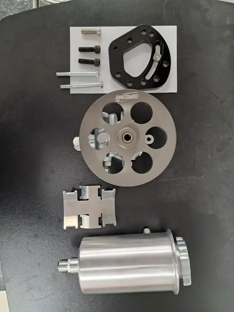 Power Steering Pump Kit V-Belt, Head-Mount Bracket With Hardware, Reservoir 10an and Mounting Bracket