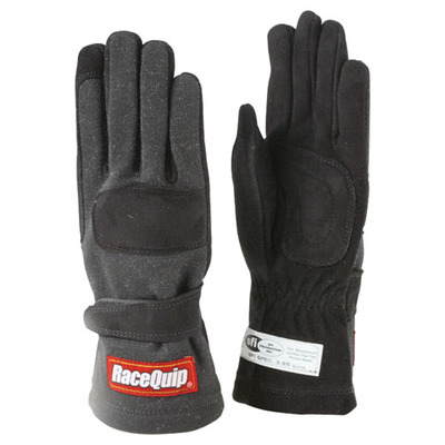 Racequip Driving Gloves, 355 Series, SFI 3.3/5, Double Layer, Nomex / Suede, Black / Black, X-Large, Pair   
RQP 355006