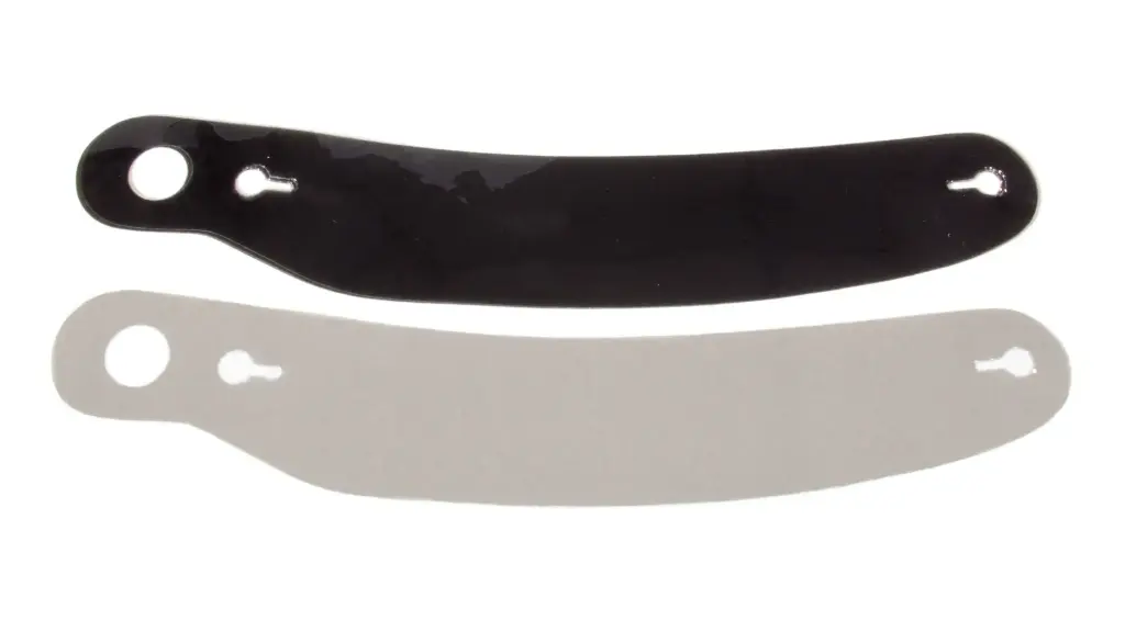 Helmet Shield Tear Off, 2mm, 12-3/8'' Center, Banana, Smoked, Set of 5