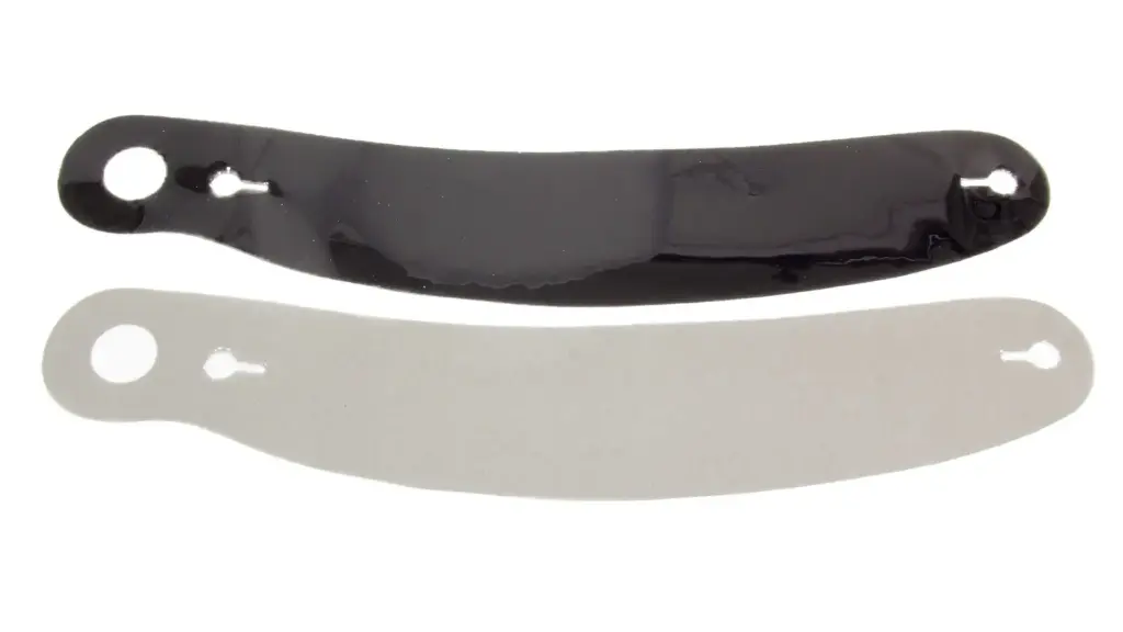 Helmet Shield Tear Off, 2 mm, 13" Center, Banana, Smoked,  Set of 5