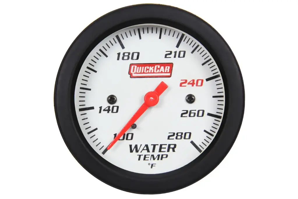 Water Temperature Gauge, Extreme, 100-280 Degree F, Mechanical, Analog, Full Sweep, 2-5/8 in Diameter, White Face, Built-in Warning Light, Each