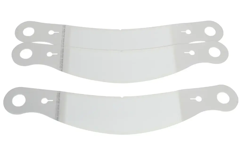 Helmet Shield Tear Off, Perimeter Seal, 2 mm 11-1/2'' Banana, Set of 30