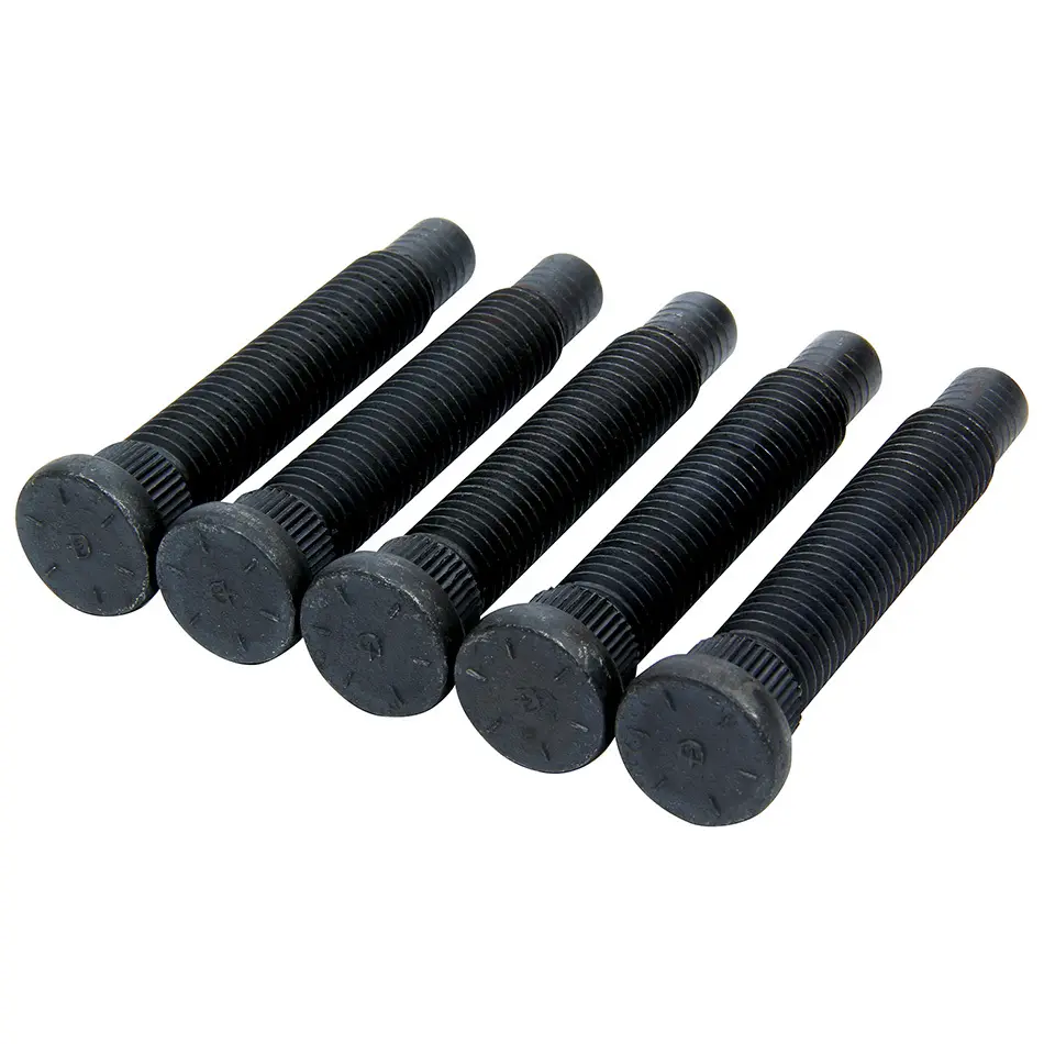 Wheel Stud, 5/8''-11 Thread, 3.750'' Long, 0.690'' Knurl, Steel, Black Oxide, Set of 5