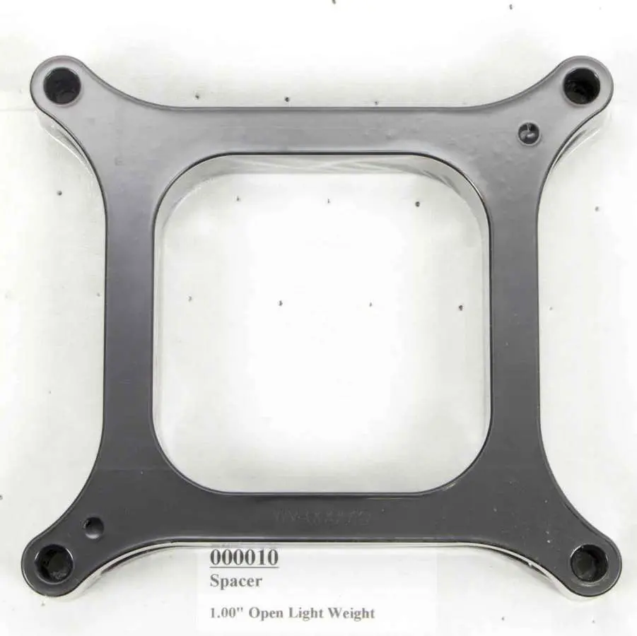 Carburetor Spacer, Lightweight, 1'' Thick, Open, Square Bore, Aluminum, Black Anodized, Each