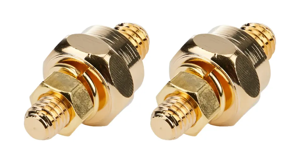 Battery Terminal, Side Mount, Bolt-On, 5/16'' Stud, Brass, Gold Plated, Pair