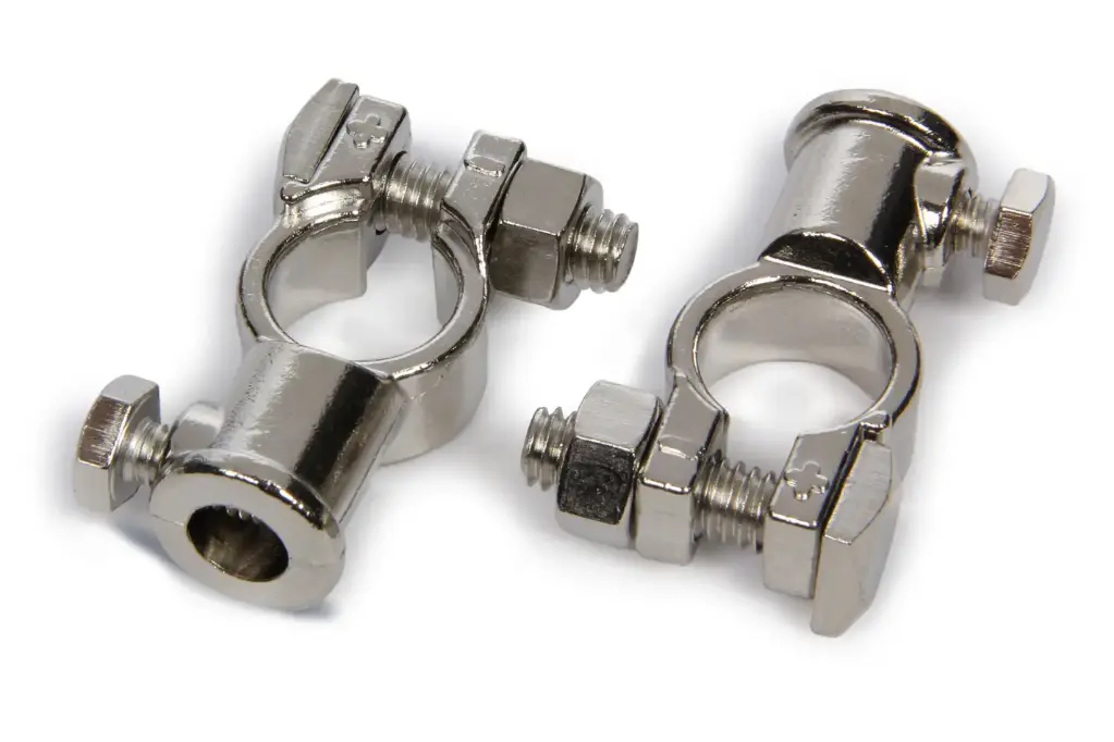 Battery Terminal, Top Post, Bolt-On, Brass, Nickel Plated