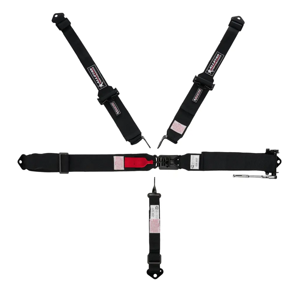 Harness, 5 Point, Latch and Link, SFI 16.1, Pull Down / Left Side Ratchet Adjust, Bolt In, HANS Ready, Black