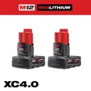 Milwaukee M12™ REDLITHIUM™ XC4.0 Battery Two Pack  48-11-2442
