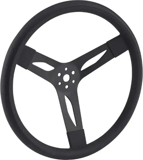 [PRS 604-09020-BLK] Black 3-Spoke 15'' Diameter, Cushion Grip Steel Steering Wheel, 2.75" Dish