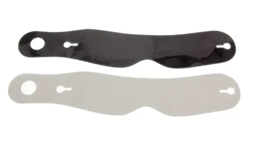 [ULT S04] Helmet Shield Tear Off, 2mm, 11-1/2" Center, Banana, Nose Notch, Smoked, Set of 5 