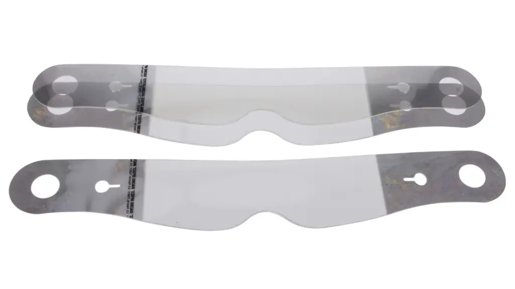 Helmet Shield Tear Off, Xstack 10, 2 mm Thick, 11-1/2'' Banana, Nose Notch, Clear, Simpson Helmets, Set of 30 RO 10204C