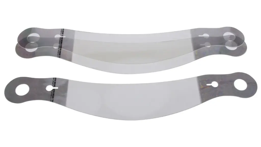 Helmet Shield Tear Off, Xstack 10, 2 mm 12-1/4'' Banana, Clear, Bell / G-Force / RJS / Zamp Helmets, Set of 30 RO 10208C