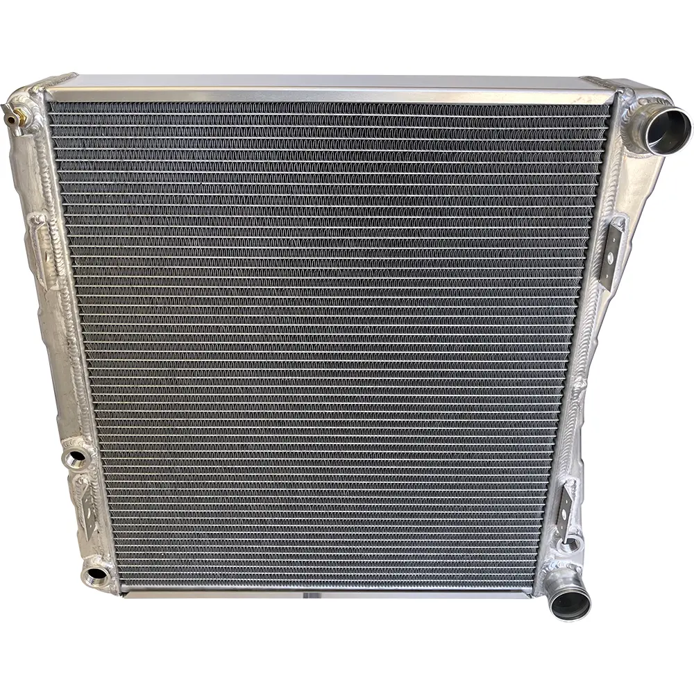 23.5in x 23.5in x 3.5in Northeast DIRT Modified Double Pass Aluminum Radiator w/ Mounts - Top Right Inlet / Bottom Right Outlet