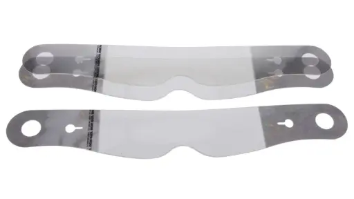 [RO 10204C] Helmet Shield Tear Off, Xstack 10, 2 mm Thick, 11-1/2'' Banana, Nose Notch, Clear, Simpson Helmets, Set of 30 RO 10204C