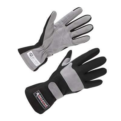Driving Gloves, SFI 3.3/1, Single Layer, Nomex / Suede, Black / Gray, 