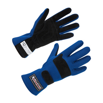 [ALL 915024] Driving Gloves, SFI 3.3/5, Double Layer, Nomex / Suede, Blue / Black, Large, Pair ALL 915024