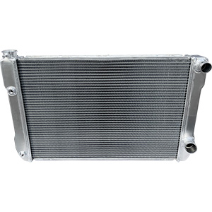 [BSC 400-40216-A] 31in x 19in GM Double Pass Aluminum Radiator - Top Right Inlet / Angled Bottom Right Outlet Bsc 400-40216-A