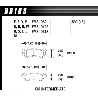 [HAW HB103M590] Hawk Break Pads Gm Full Size-Haw Hb103M590