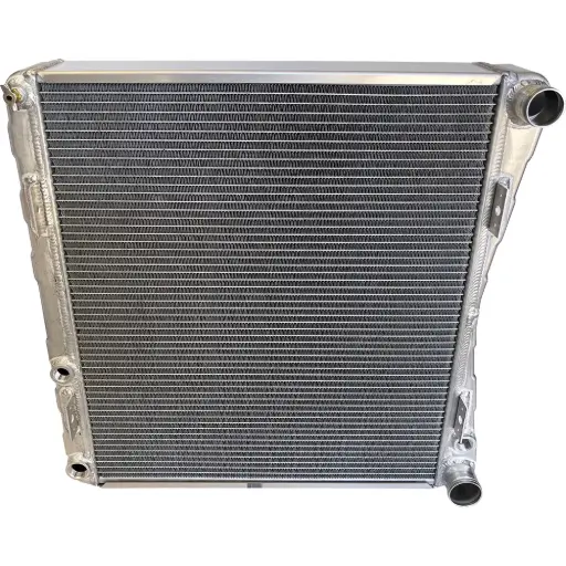 [BSC 400-49900-MT] 23.5in x 23.5in x 3.5in Northeast DIRT Modified Double Pass Aluminum Radiator w/ Mounts - Top Right Inlet / Bottom Right Outlet